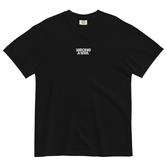 Wrong Way Stack White Logo Dyed Tee (Embroidered)