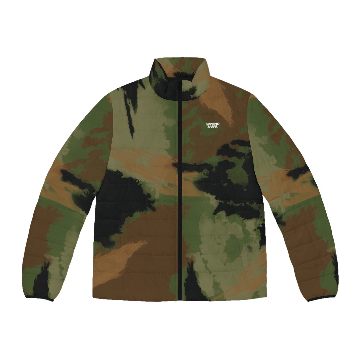 Water Color Camo Puffer Jacket (Army Green)