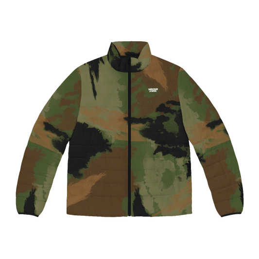 Water Color Camo Puffer Jacket (Army Green)