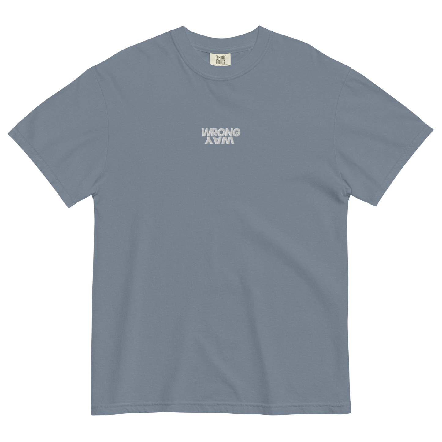 Wrong Way Stack White Logo Dyed Tee (Embroidered)