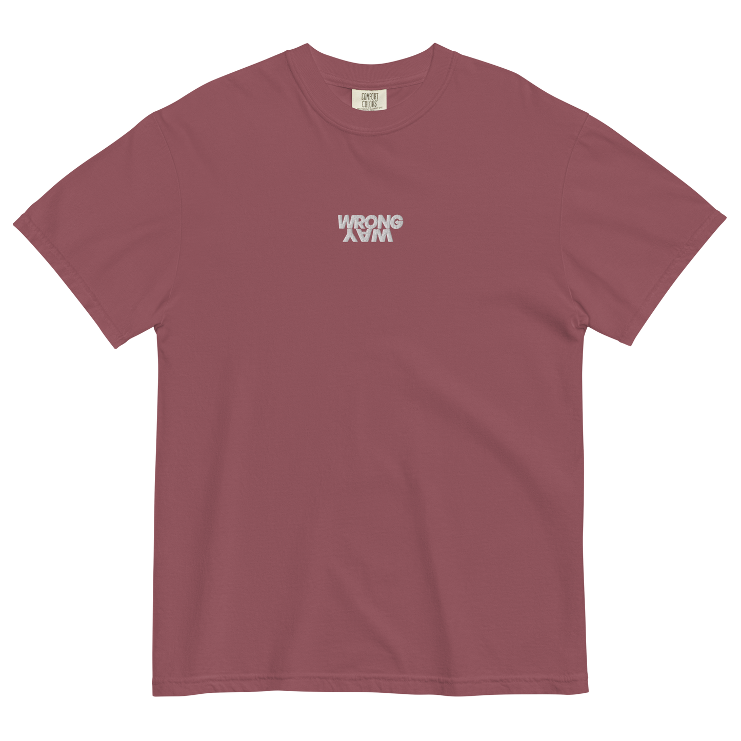 Wrong Way Stack White Logo Dyed Tee (Embroidered)