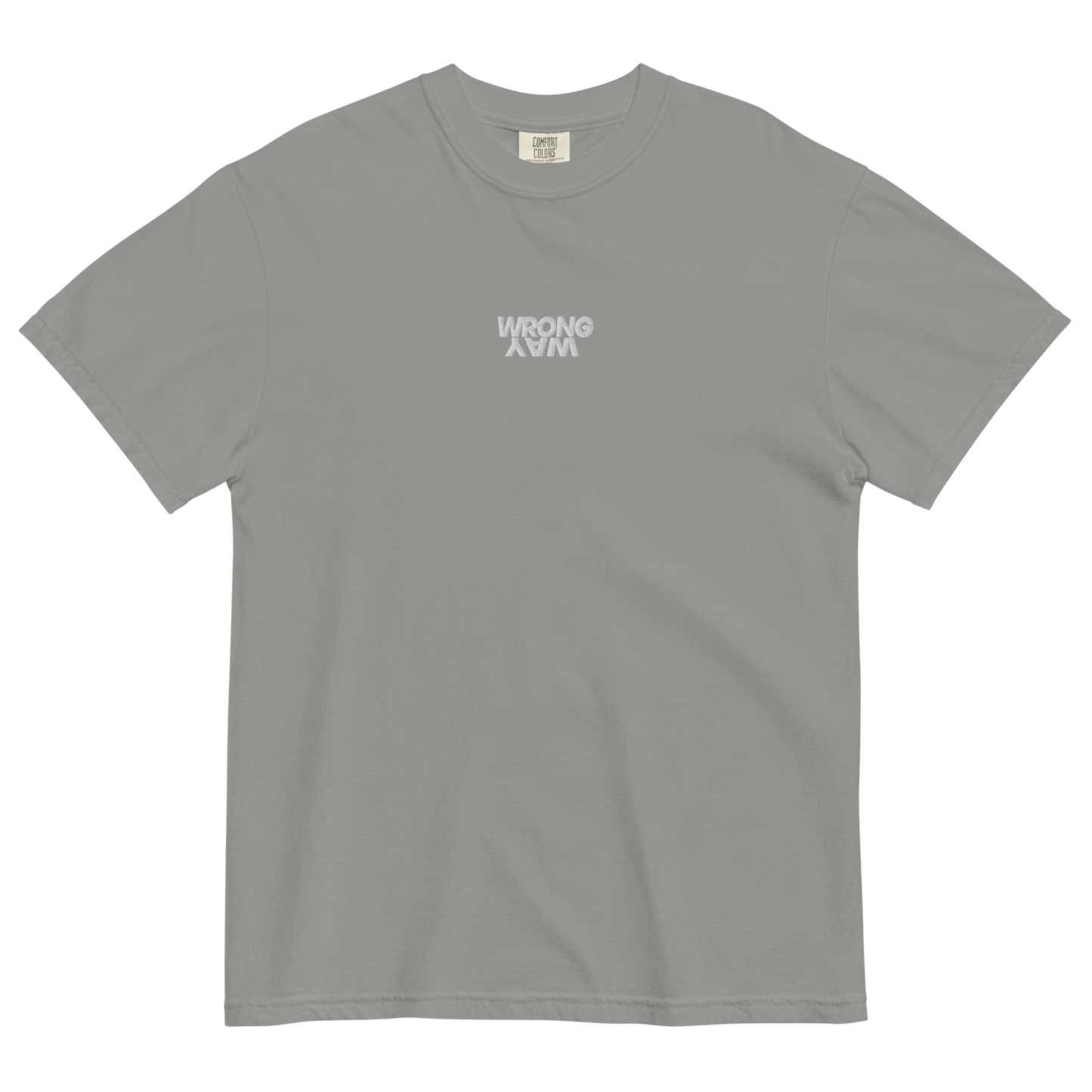Wrong Way Stack White Logo Dyed Tee (Embroidered)