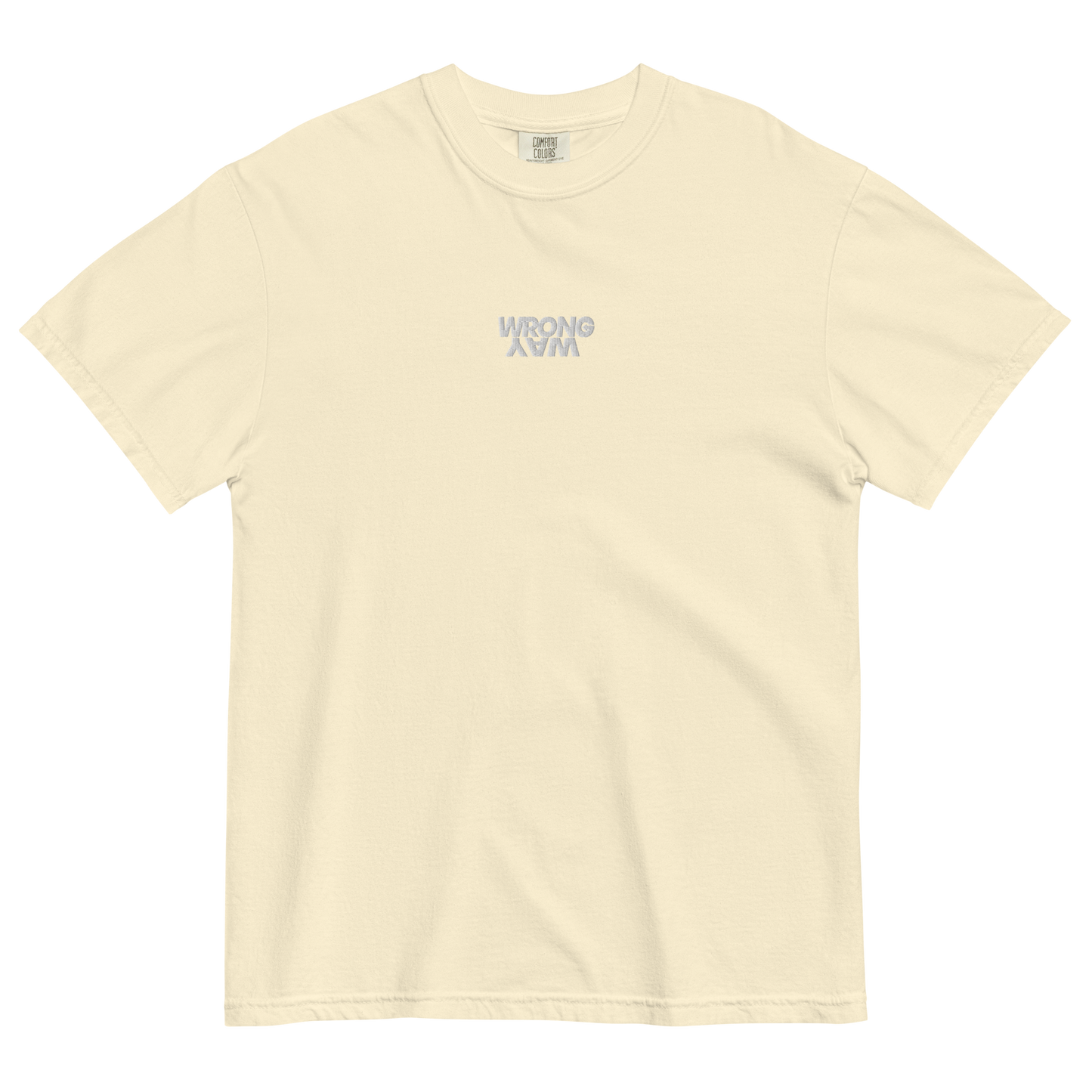 Wrong Way Stack White Logo Dyed Tee (Embroidered)
