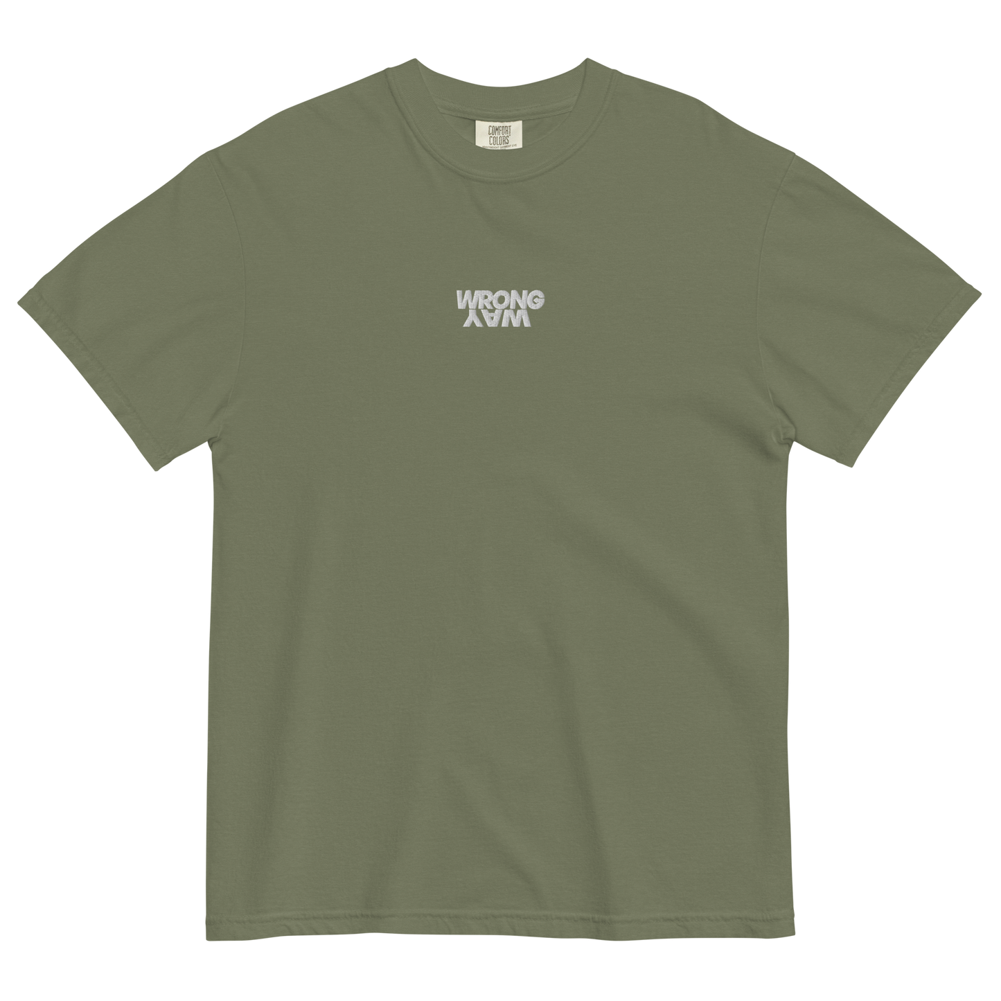 Wrong Way Stack White Logo Dyed Tee (Embroidered)
